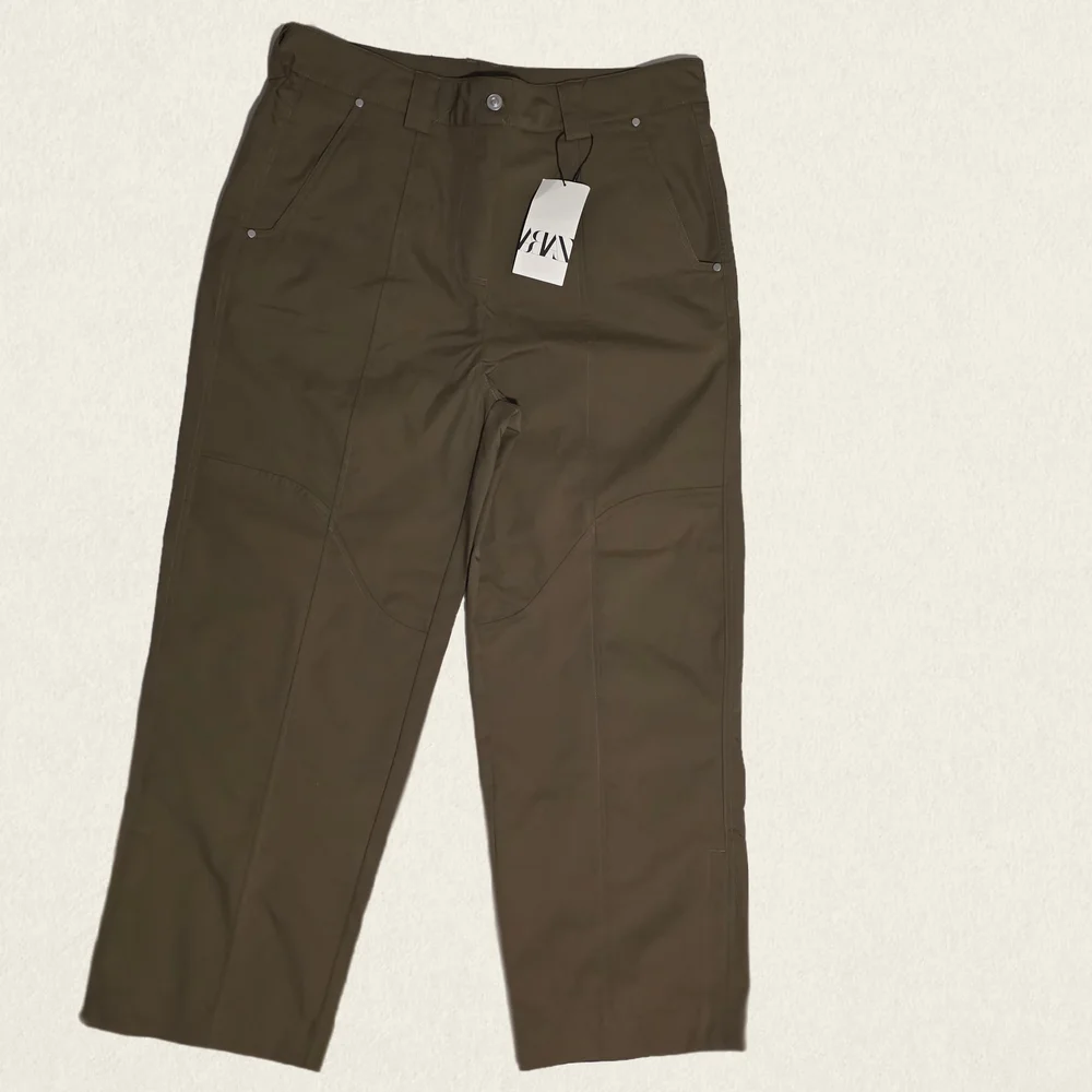 Zara khaki straight leg trousers - Picture 1 of 4